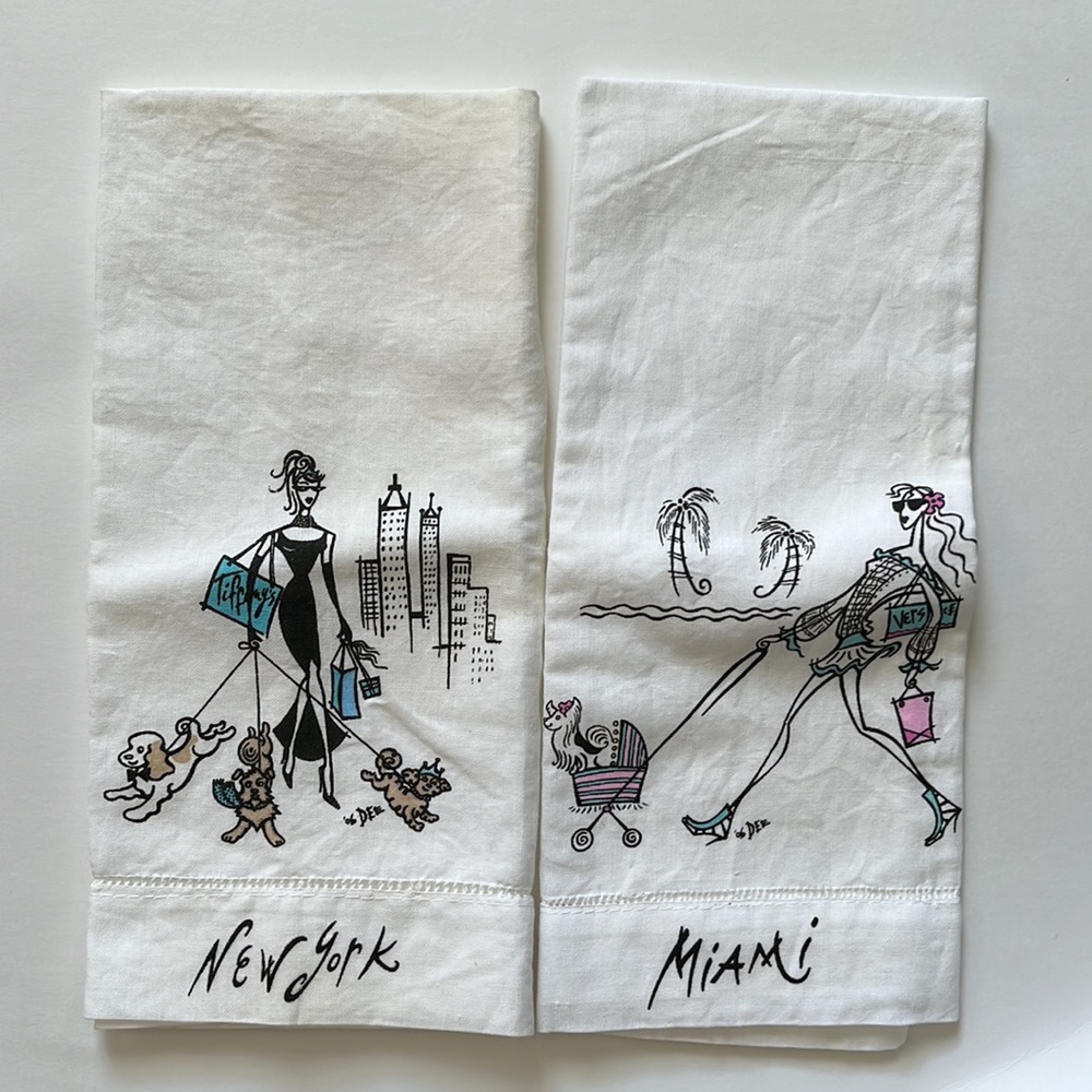 City Girls New York Miami kitchen tea towel set
